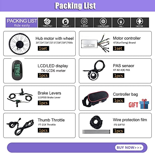 48V 1000W Front Motor Electric Bike Conversion Kit with KT-LCD6 Display P45670