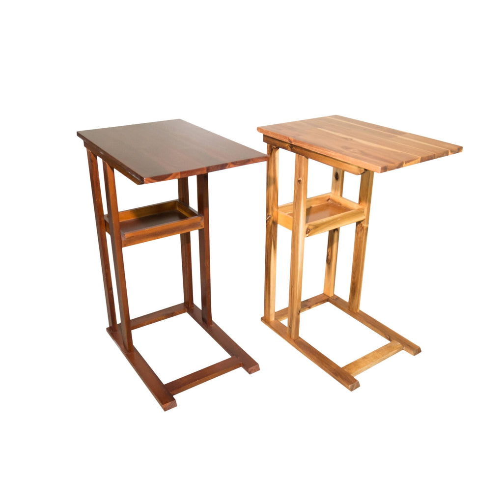 Solid Acacia Wood C Table with Storage Tray - Black Q665592
