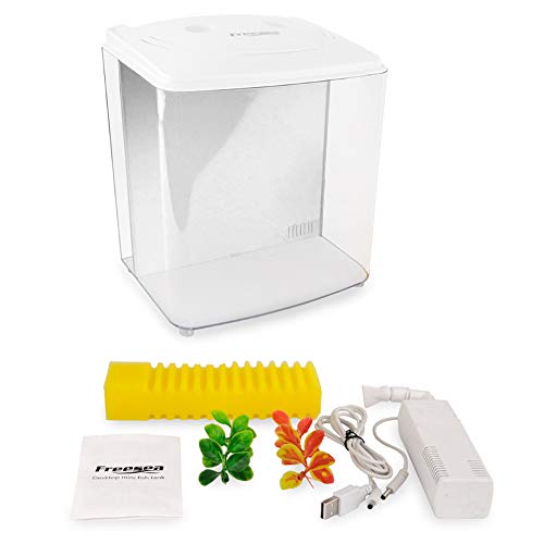 1.2 Gallon Square Fish Tank with LED Light and Filter Pump J7193