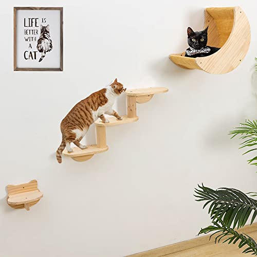 Solid Wood Cat Wall Shelves 3pcs/Set Q188