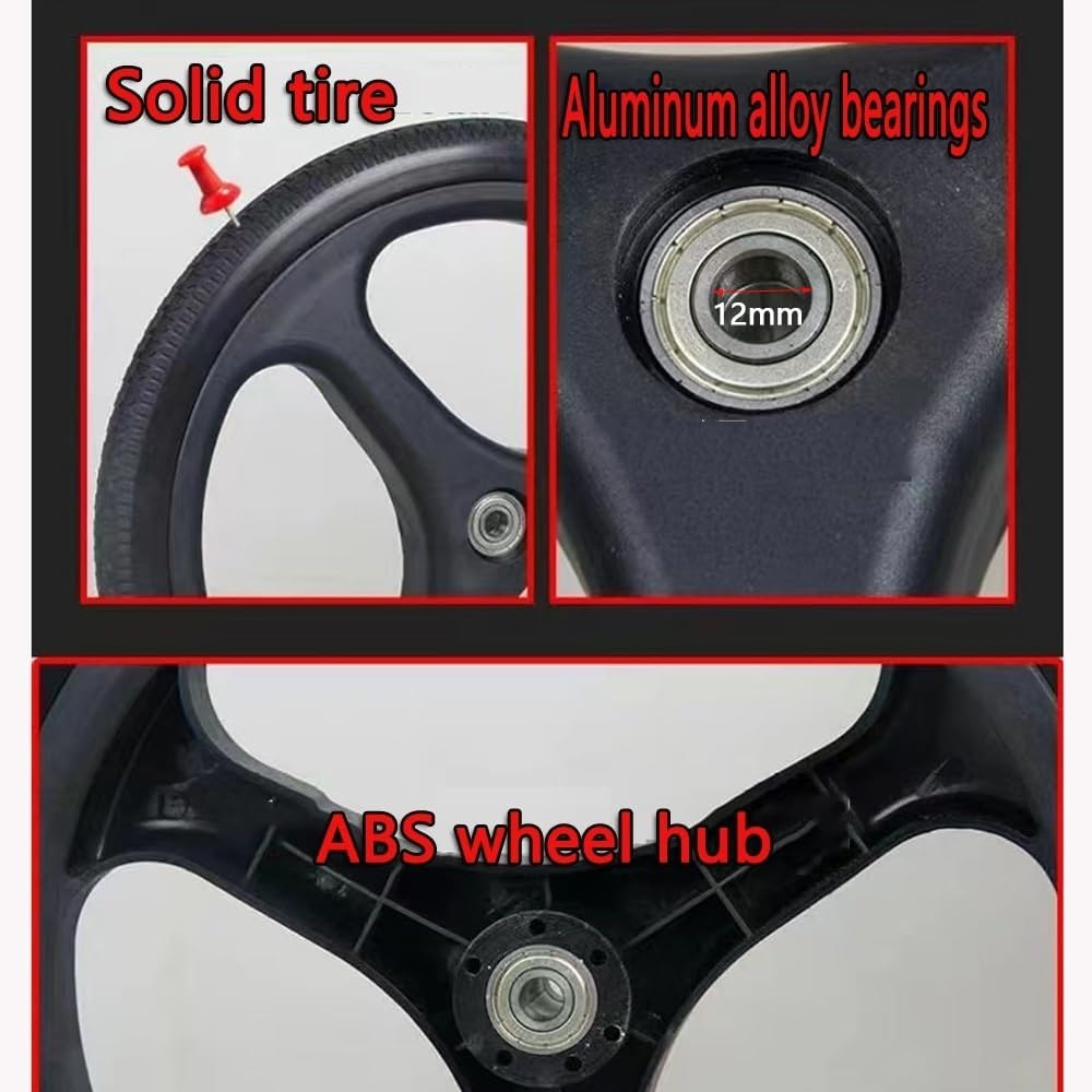 16 Inch Wheelchair Replacement Rear Wheels with 12mm Bearings, Non-Inflatable, 1 Pair Z619802
