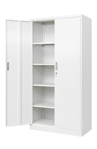 72" H x 36" W x 18" D White Steel Locking Storage Cabinet with Adjustable Shelves K11850