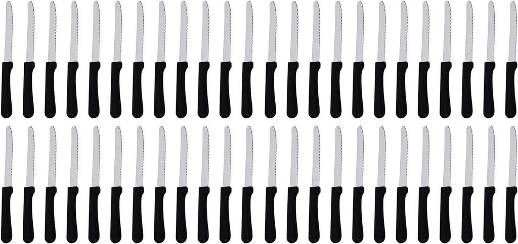 5-Inch Blade Steak Knives, Stainless Steel Serrated Blade With Plastic Handles D903621