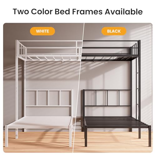 Black Metal Triple Bunk Bed with Guardrails and Ladder K884