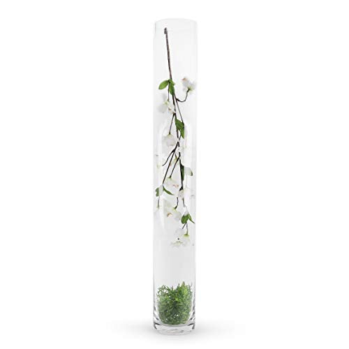 Thick Weighted Tall Clear Cylinder Glass Vase, 4" W x 20" H, 1 Piece P909