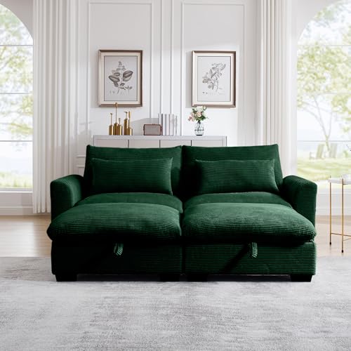 Brown Corduroy Ottomans for Modular Sectional Sofa Z11787