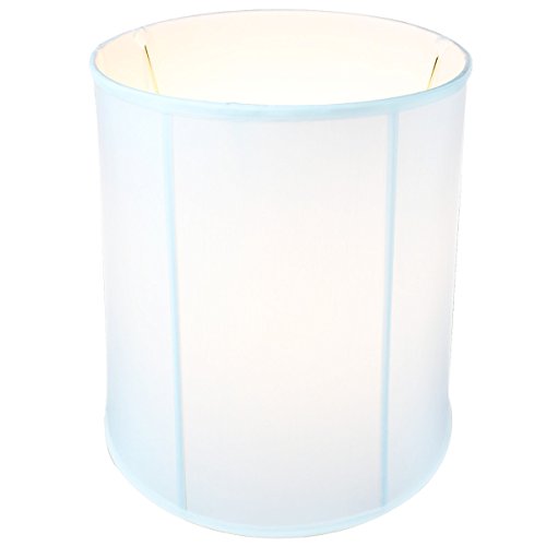 14"x16"x17" Tall Drum Lampshade with White Shantung Fabric K43188