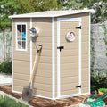 6x3 FT Waterproof Resin Outdoor Storage Shed with Floor and Double Lockable Doors T667930