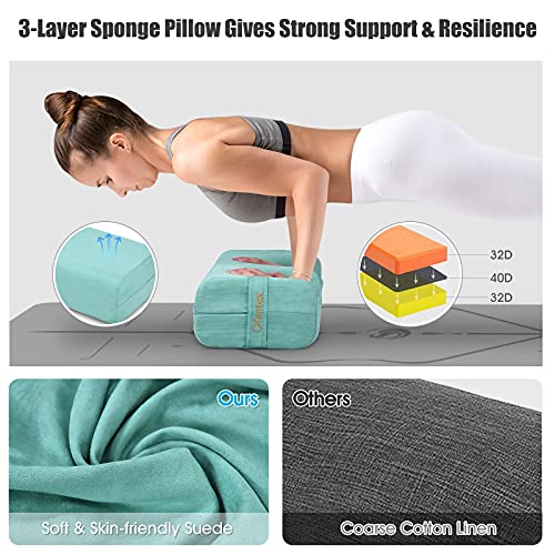 Yoga Bolster Pillow with Carry Handle, Removable Machine Washable Soft Suede Pillowcase C6181