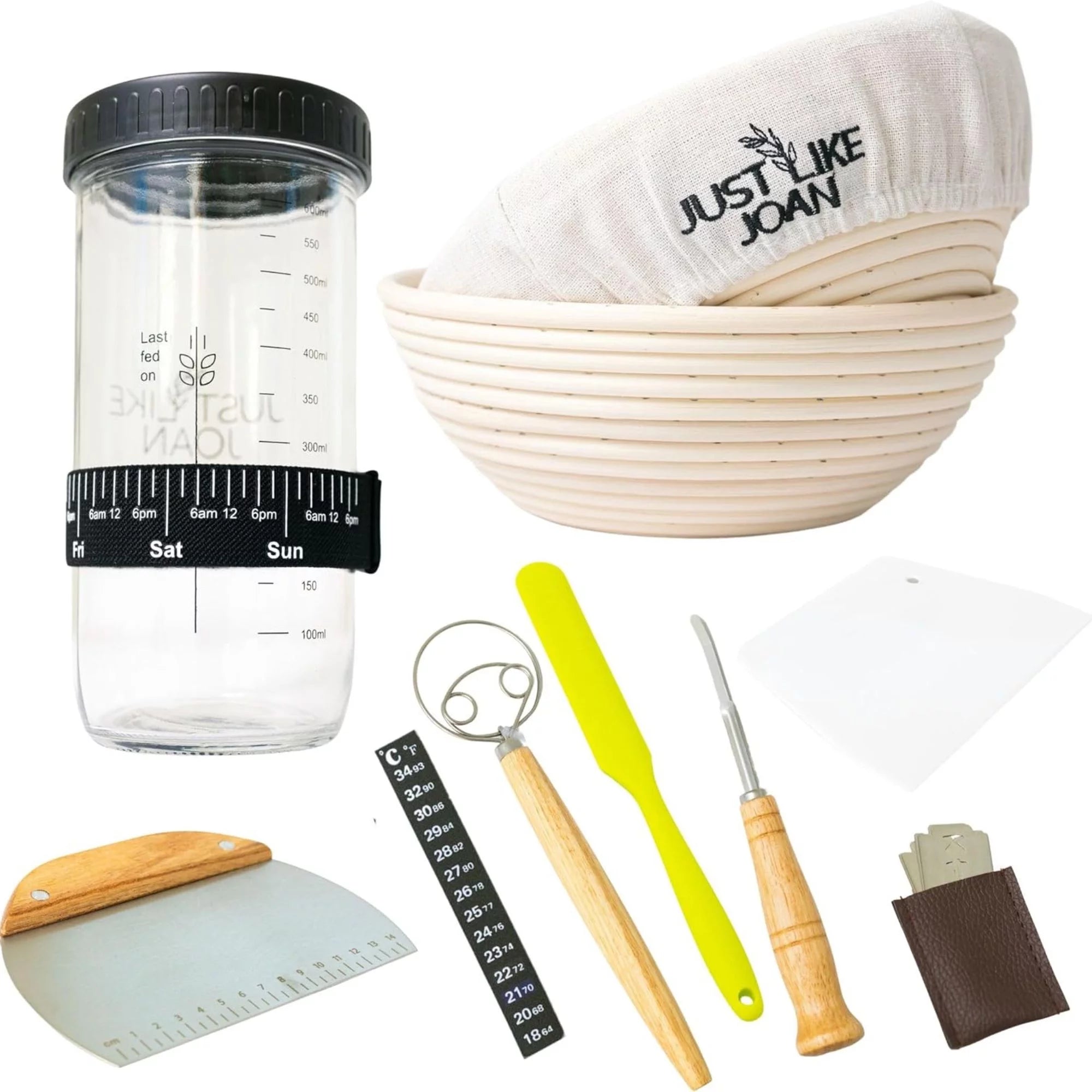 Sourdough Bread Baking Kit with Starter Jar and Banneton Bowl Basket T85851