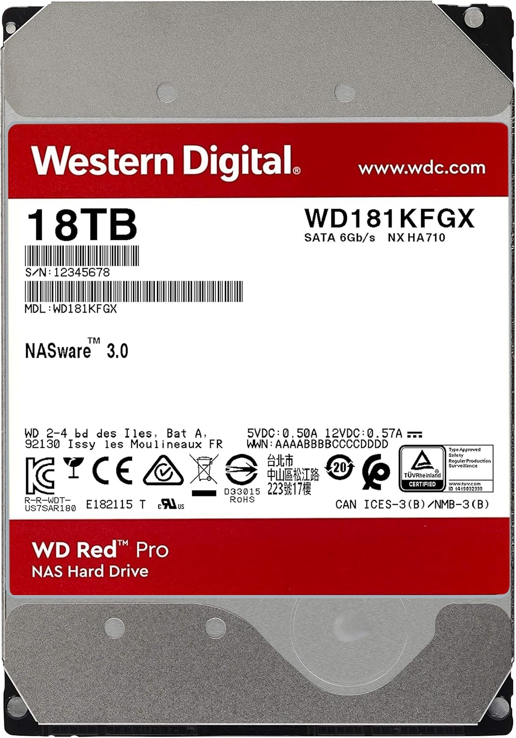 12TB 7200 RPM SATA 6 Gb/s CMR 256 MB Cache 3.5 Internal Hard Drive G7584