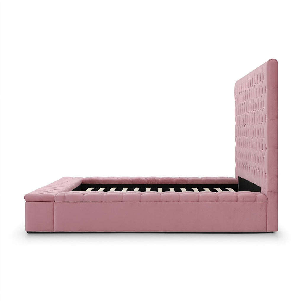 Pink Velvet Upholstered Platform Queen Bed G79339