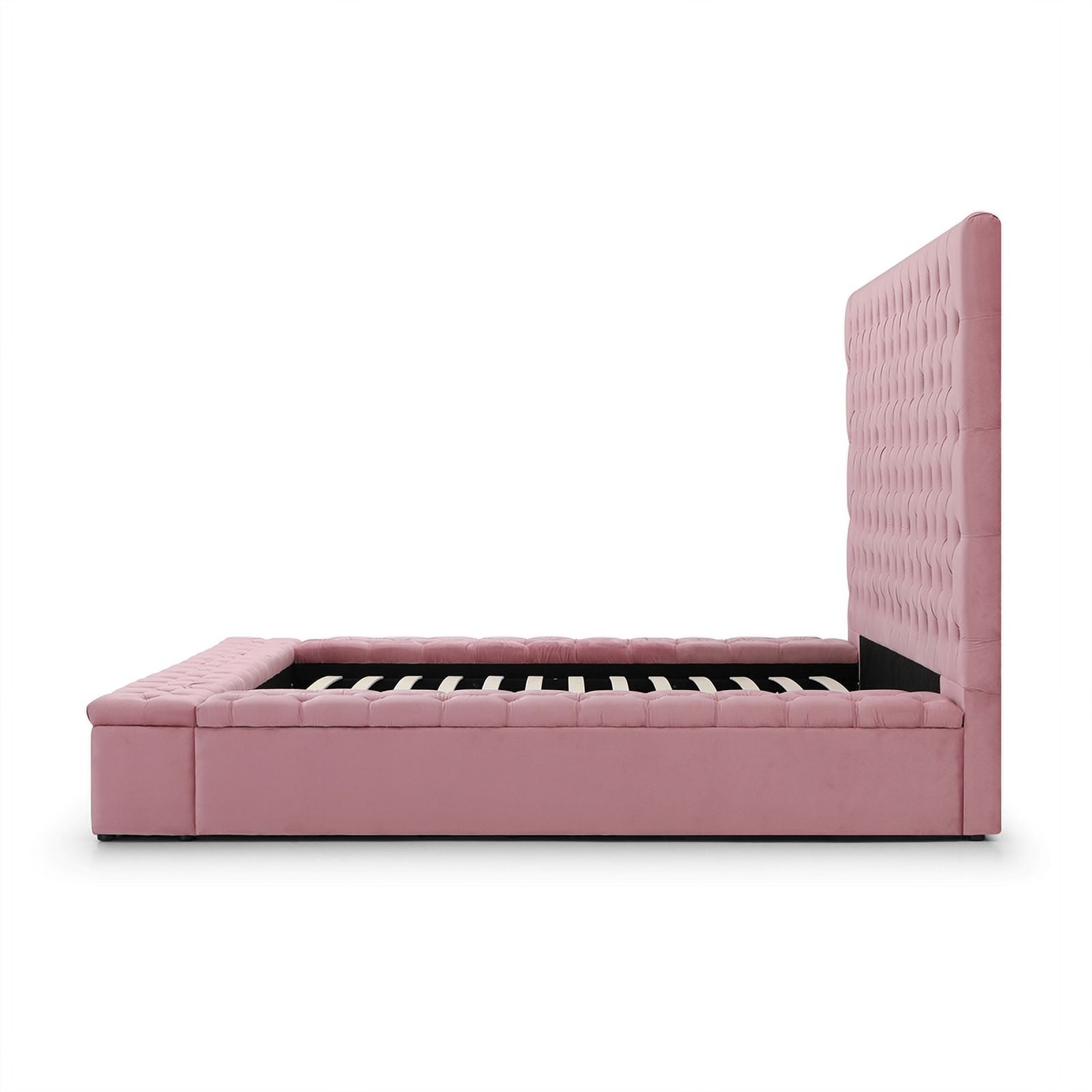 Pink Velvet Upholstered Platform Queen Bed G79339