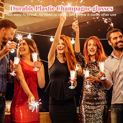 40 Pcs Gold Glitter Plastic Champagne Flutes P591