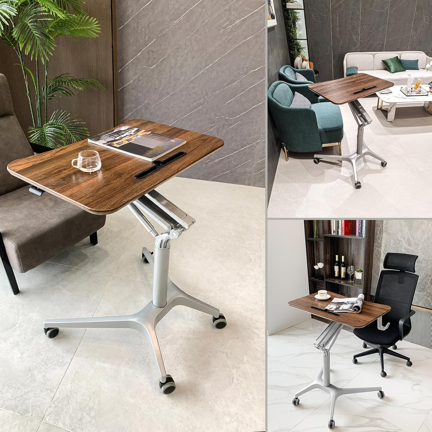 Adjustable Height Rolling Laptop Stand Desk with Wheels A54630