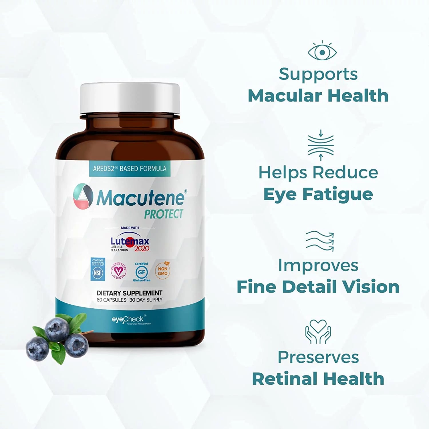 Natural Eye Health Vitamins with Bilberry Zeaxanthin Lutein (60 Capsules) G6027