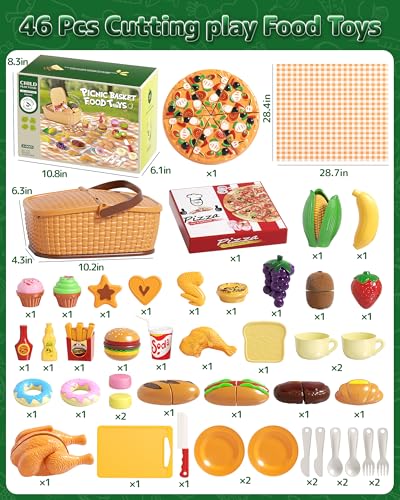 80pcs Pretend Play Food Set with Picnic Basket U253