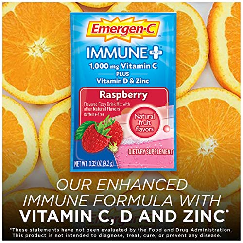 Raspberry Flavor Vitamin C Powder with Vitamin D, Zinc, Antioxidants and Electrolytes - 30 Count F981