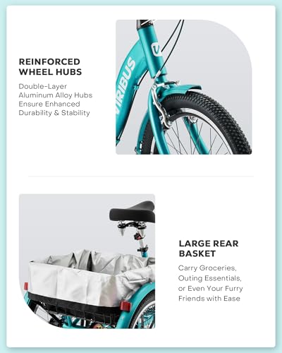 20 inch Folding 3 Wheel Tricycle with Lock, 1 or 7 Speed, 330lb A679827