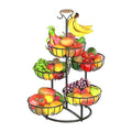 Black Metal Wire 5 Tier Fruit Basket with Banana Hanger D728799