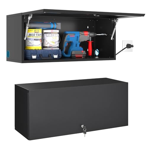 Metal Wall Garage Storage Cabinet, 20" H Wall Cabinets with Doors and Shelves, Locking Garage Cabinets Wall Mounted N9207