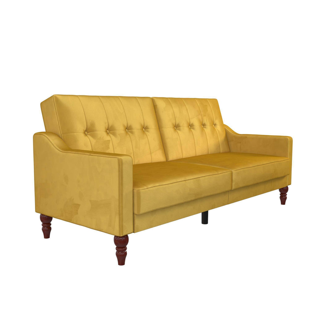 Mustard Coil Futon Convertible Sofa Bed W1095