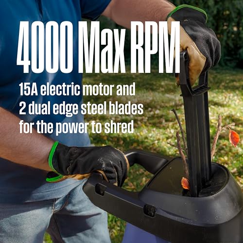 1.7-Inch 15 Amp Corded Electric Mulcher Chipper Shredder with 12 Gallon Collection Bag V387115