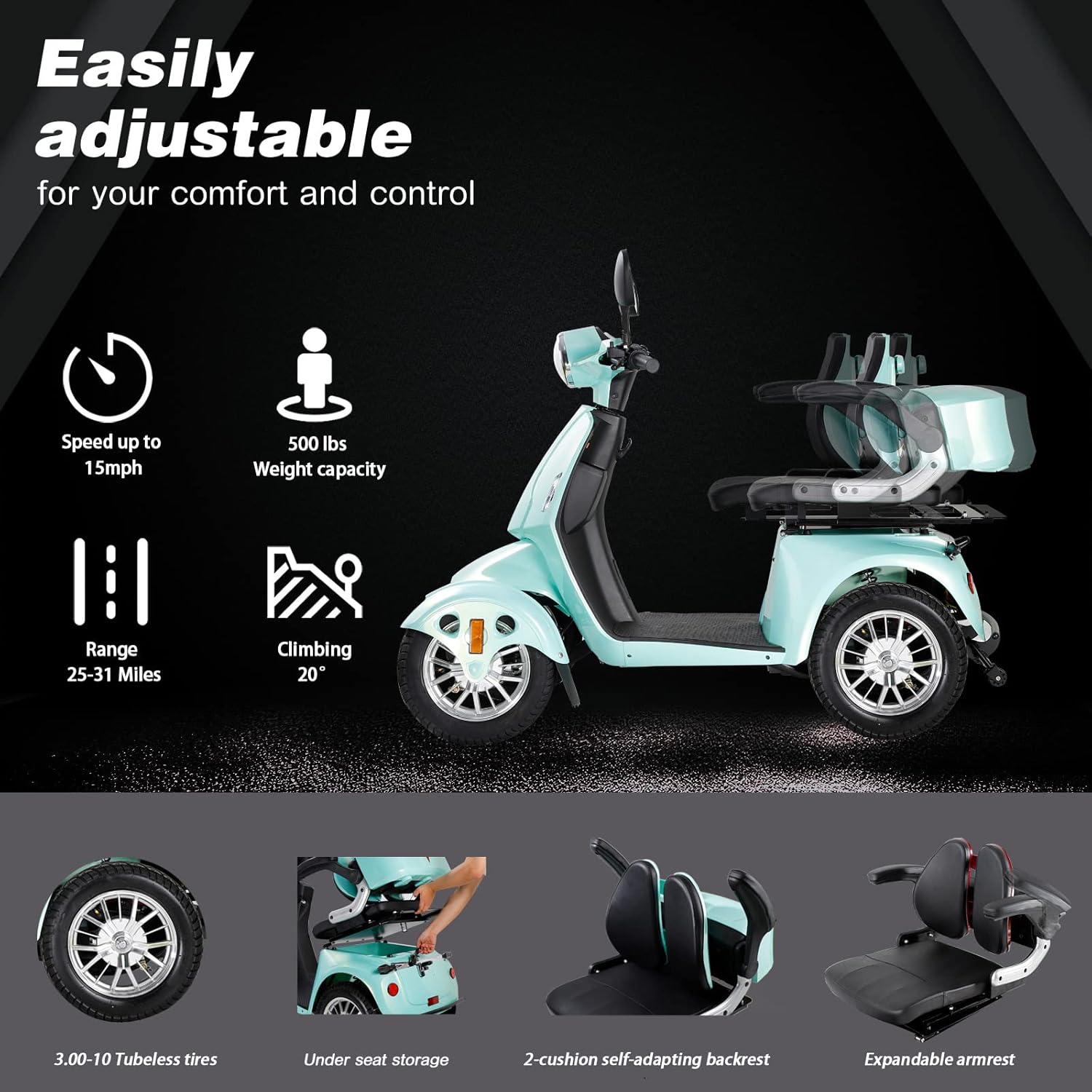 Electric 4-Wheel Mobility Scooter 800W 500lbs O2494