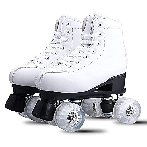 Classic White Quad Roller Skates with PU Leather and PU Wheels M488