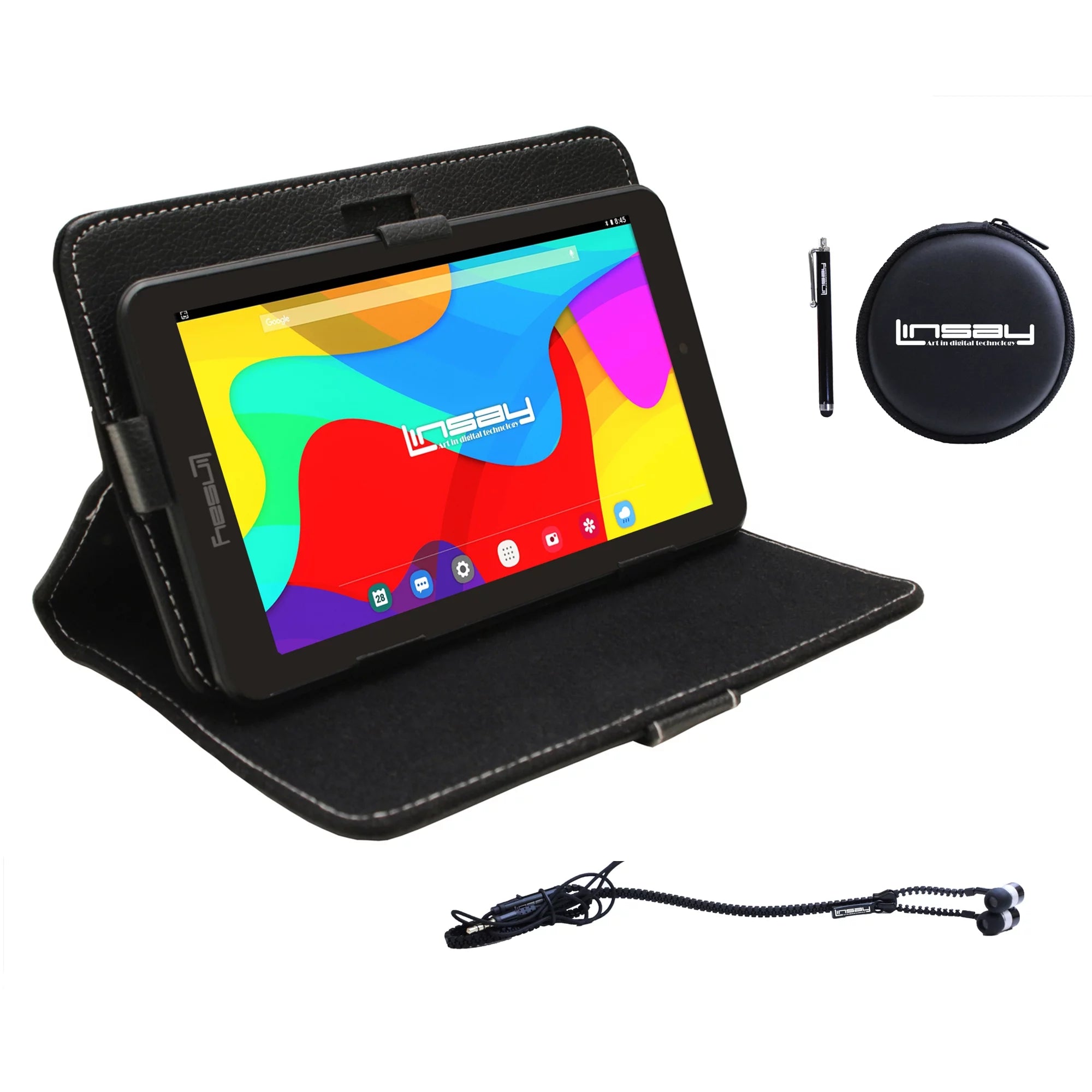 7" Quad Core 2GB RAM 32GB Android 12 Tablet with Black Case, Earphones and Pen Stylus U2031