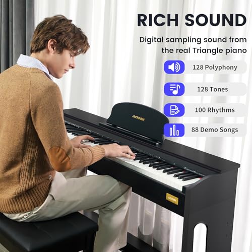 88-Key Weighted Hammer Action Digital Piano with Speakers, Furniture Stand and Triple Pedals A611