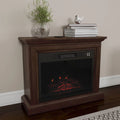 Brown Mobile Electric Fireplace with Mantel and Remote Control E593847