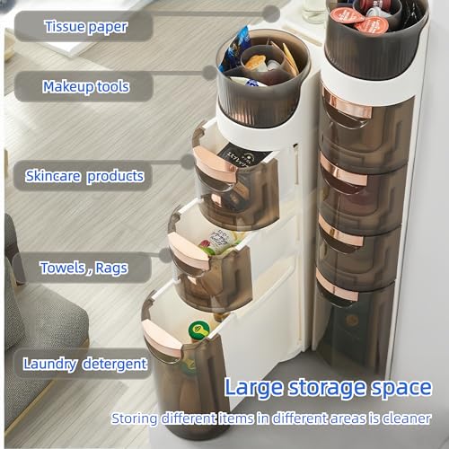 2-Tiers Slim Bathroom Floor Cabinet with Drawers W193469