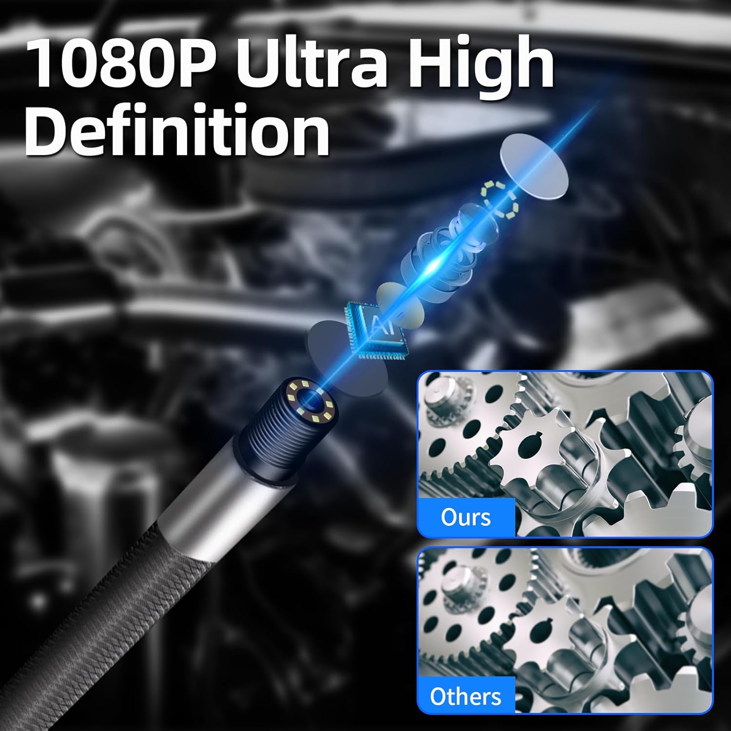 Endoscope Camera with Light, 5.0 ft Semi-Rigid Cable, 1080 HD C637