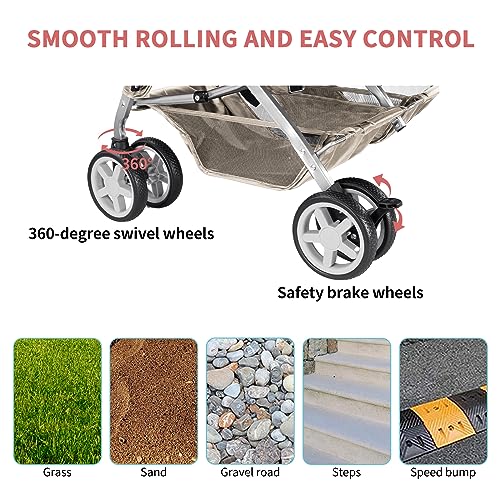 Gray Foldable Double Pet Stroller I822