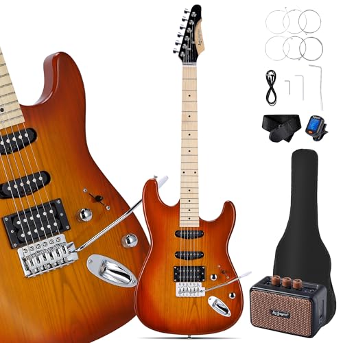 39" Full Size ST Style Electric Guitar Starter Kit with SSH Pickup, 5W Portable Amp, Tuner, Gig Bag, Strap & Accessories V194988