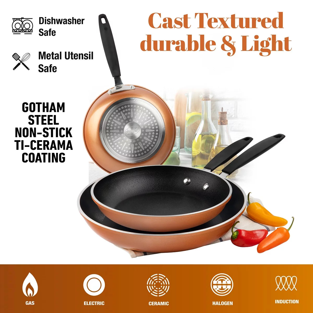 3-Piece Copper Nonstick Frying Pan Set J519101