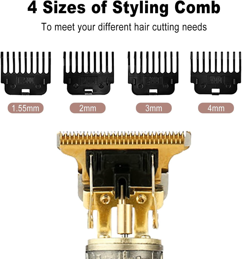 Cordless Hair & Beard Trimmer with 4 Guide Combs, Rechargeable T-Blade Hair Clippers, Bronze Y770953