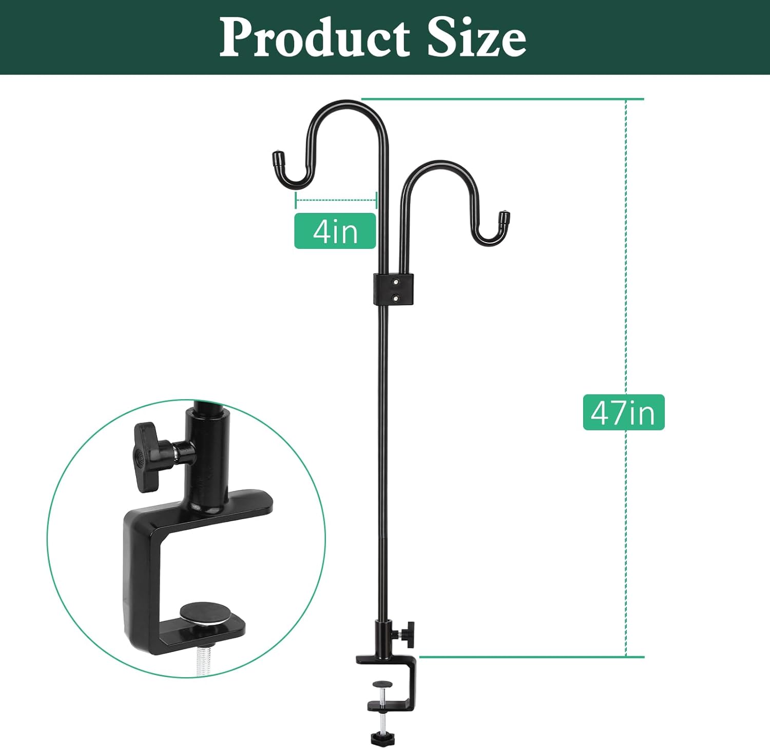 Black 47 Inch Deck Hook for Bird Feeder Q23999