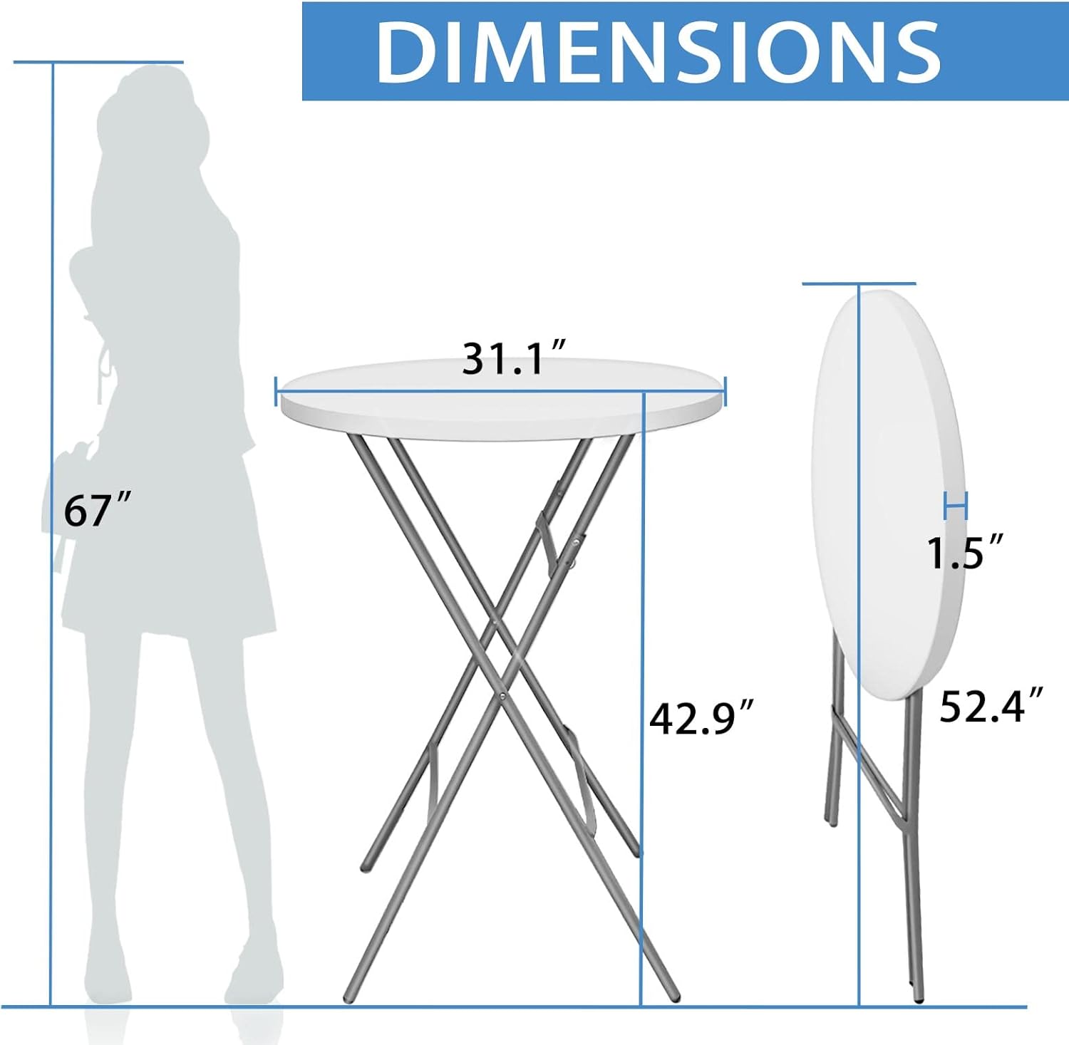32" Round Plastic Folding High Top Table A248791