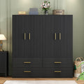 White Freestanding Wooden Armoire with 2 Drawers and Hanging Rod B94229