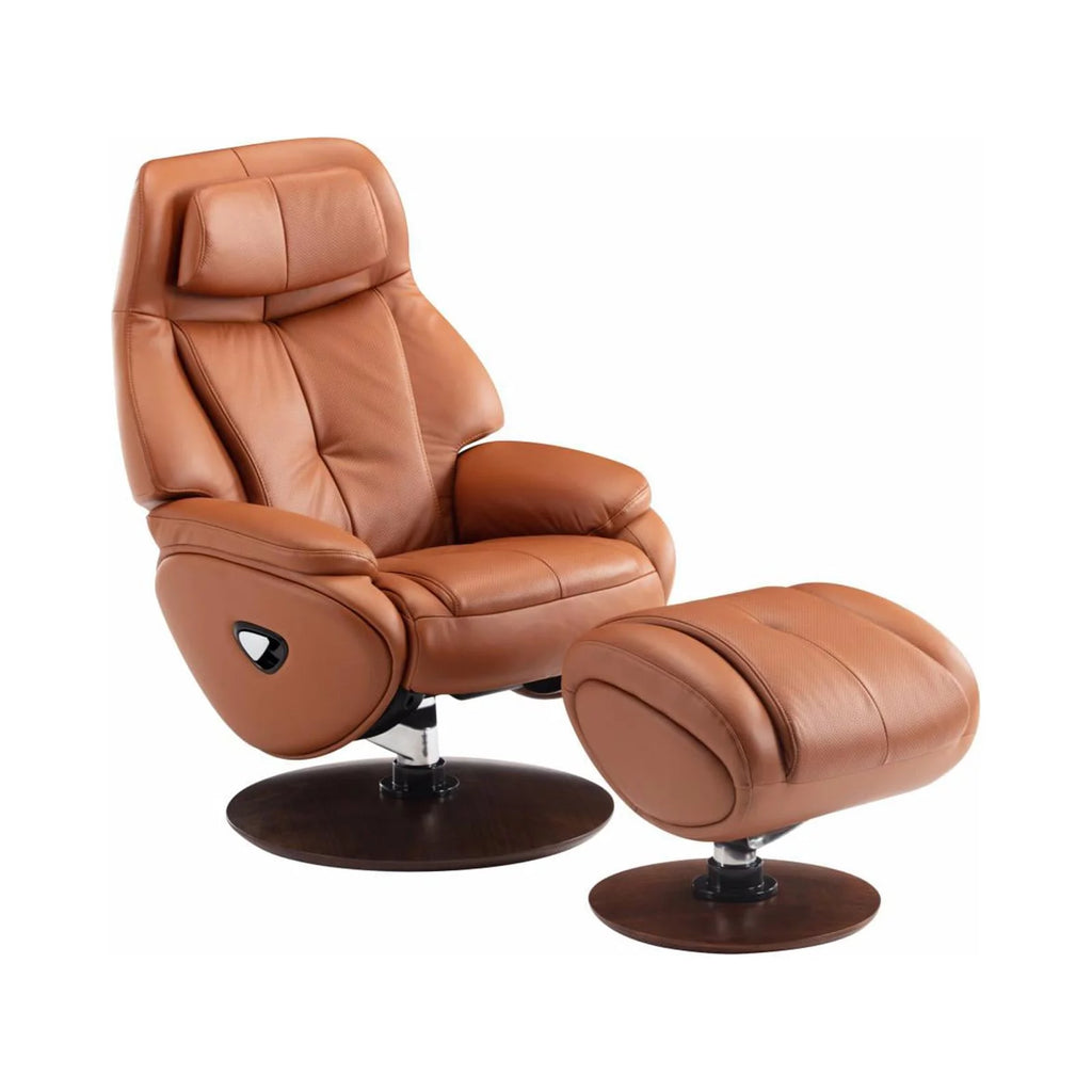 Leather Pedestal Recliner with Ottoman D810576
