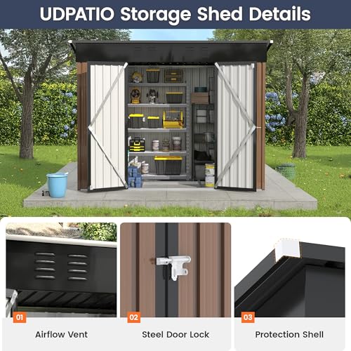 Gray White 6 x 6 FT Resin Outdoor Storage Shed with Floor F93440