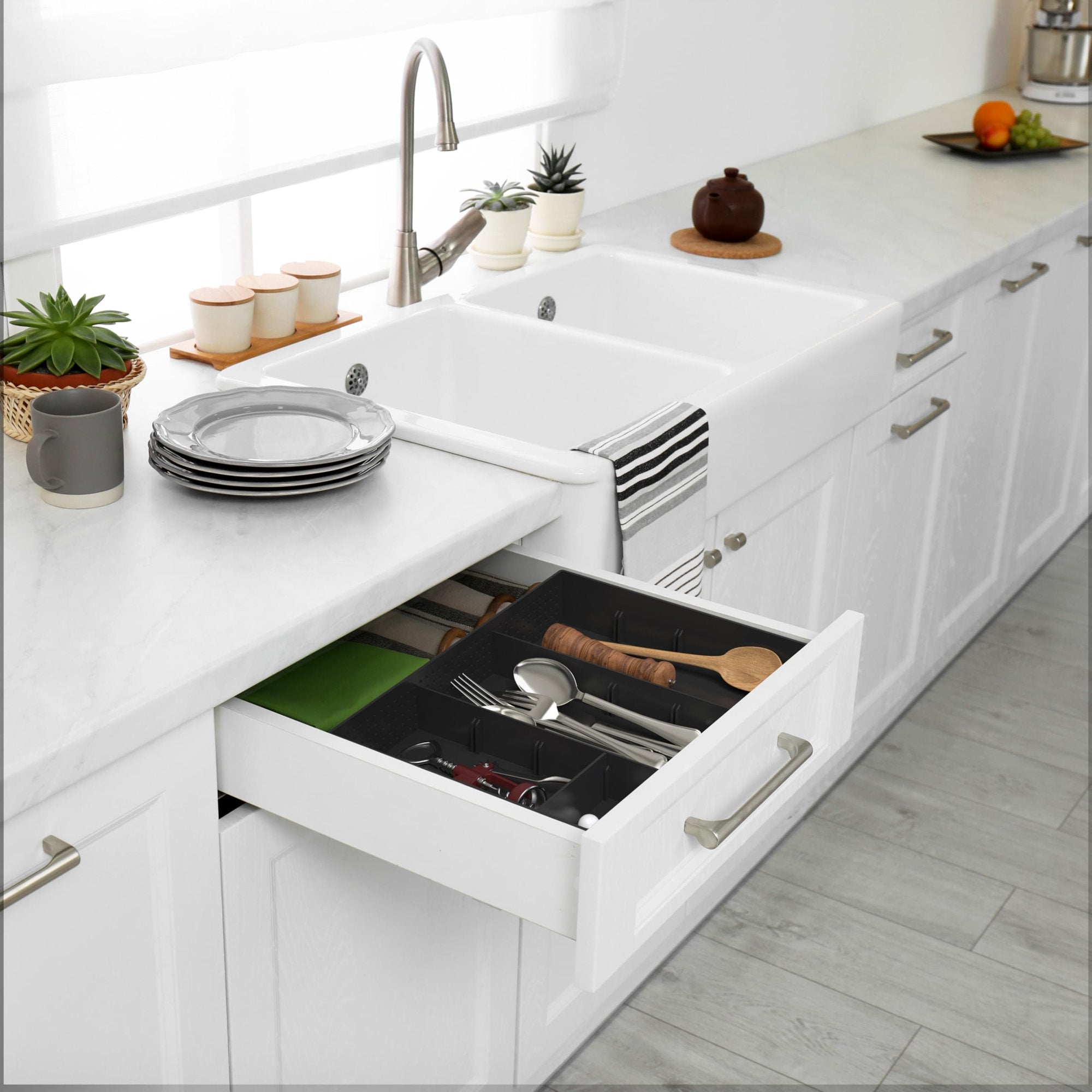 Black 9 Compartment Drawer Organizer Tray F688