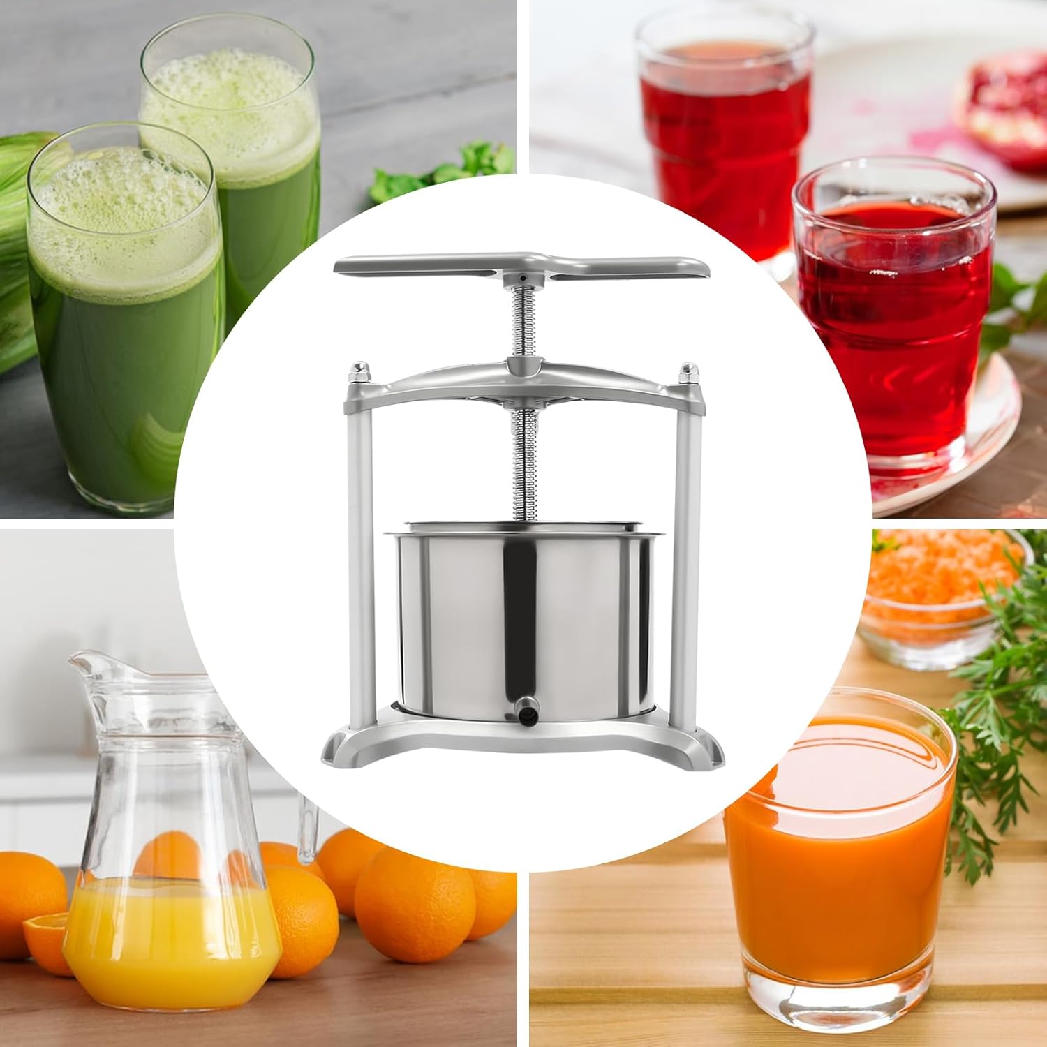 Stainless Steel Fruit Press with Dual Barrels and Filter Bag Z199