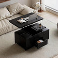 Black Lift-Top Coffee Table with Hidden Storage, 4 Stools and Lockable Wheels Q566720