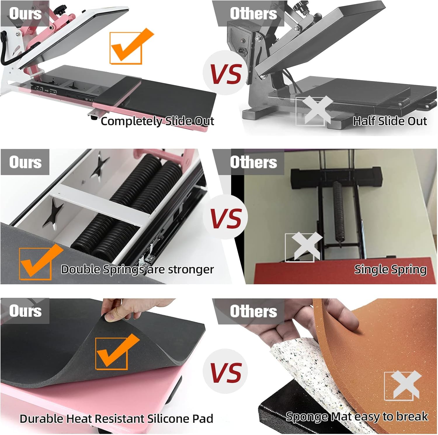 Pink White 15x15 inch Digital Heat Press Machine S21164
