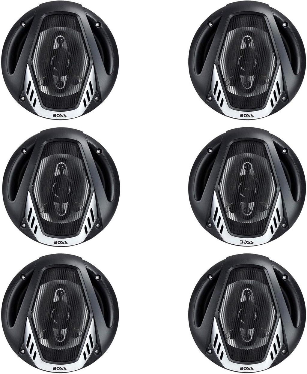 6.5" 4-Way Car Audio Coaxial Speakers, Black (6 Speakers) S6515