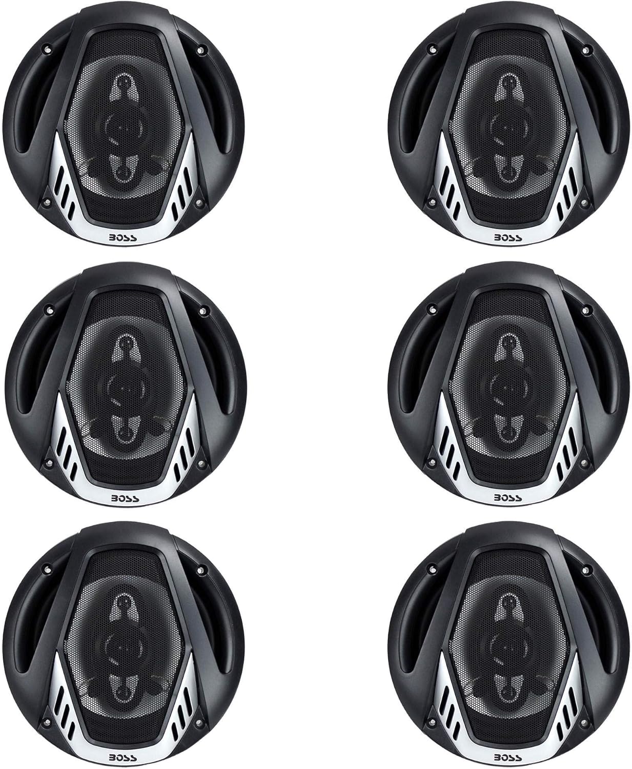 6.5" 4-Way Car Audio Coaxial Speakers, Black (6 Speakers) S6515