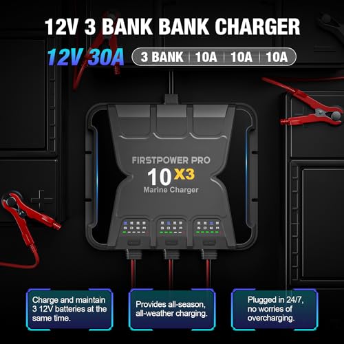 30A 12V Waterproof Onboard Battery Charger for SLA/AGM, Lithium, Calcium & Deep-Cycle Battery L644278